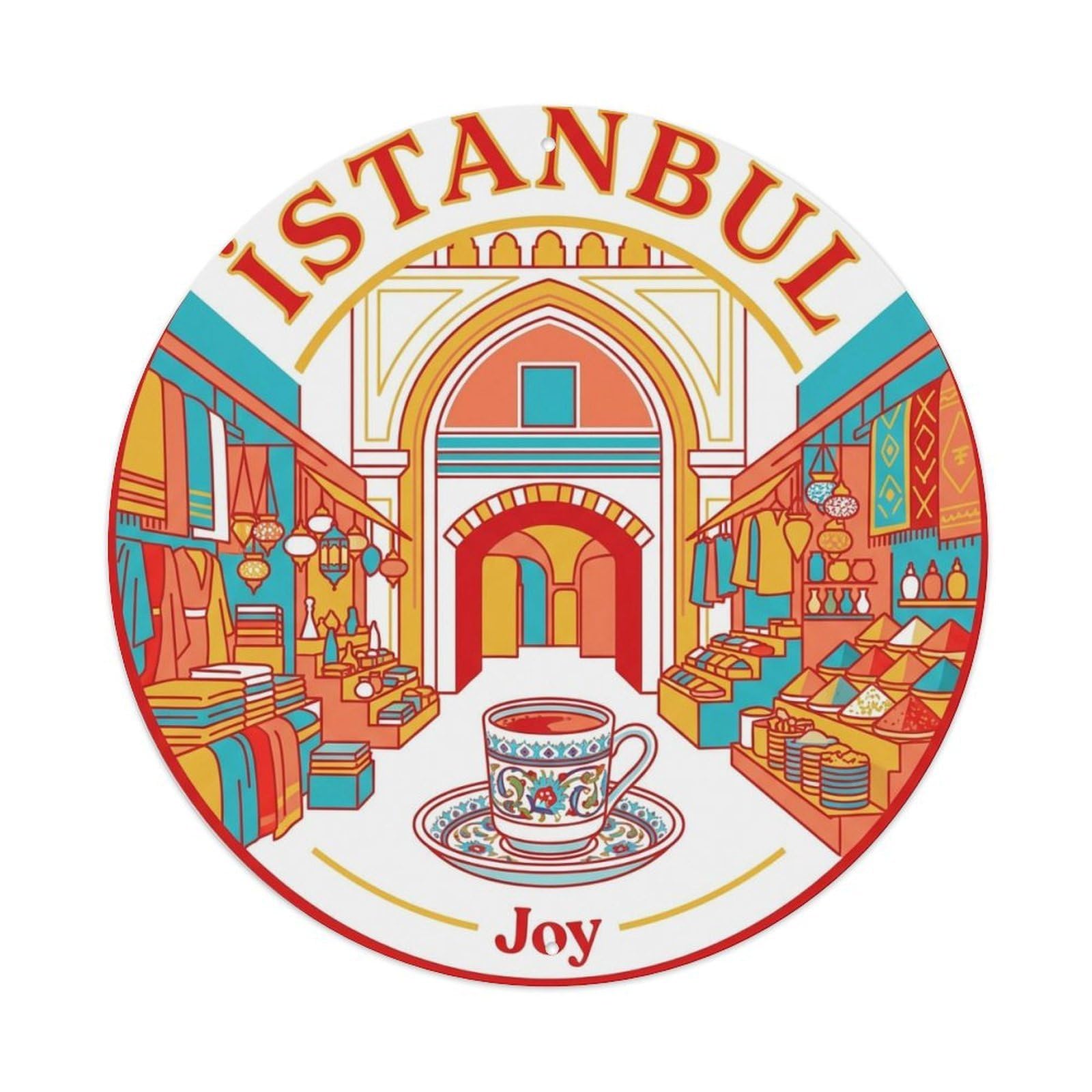 Vintage Travel Istanbul Turkey Joy Vintage Metal Tin Sign Plaque Wall Decor for Cafe, Club Bar, Office, Garden Metal Poster 8x8Inch