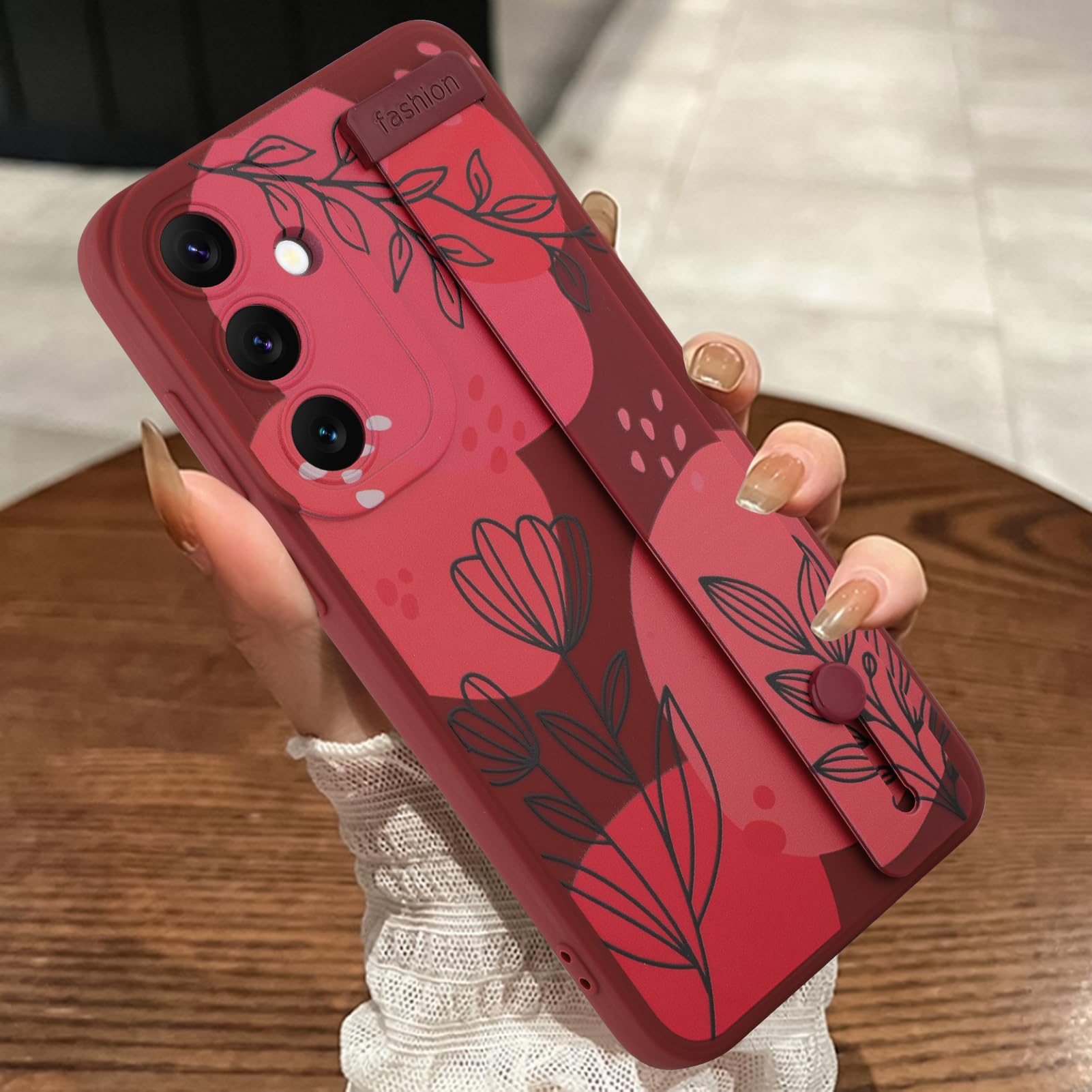 MOWIME Compatible with Samsung Galaxy S24 Plus Case with Wrist Strap, Floral Flower Shockproof Soft TPU Protective Cover Women Girls, Slim Anti