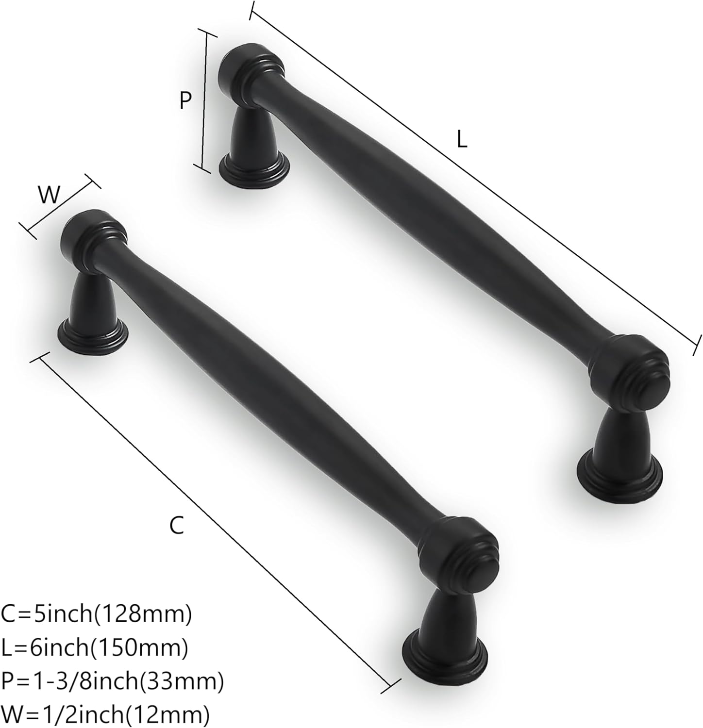 Solid Heavy-Duty 10 Pack 5 Inch Hole Center Black Cabinet pulls Matte Black is Suitable for Kitchens cabinets vanities Bathroom cabinets