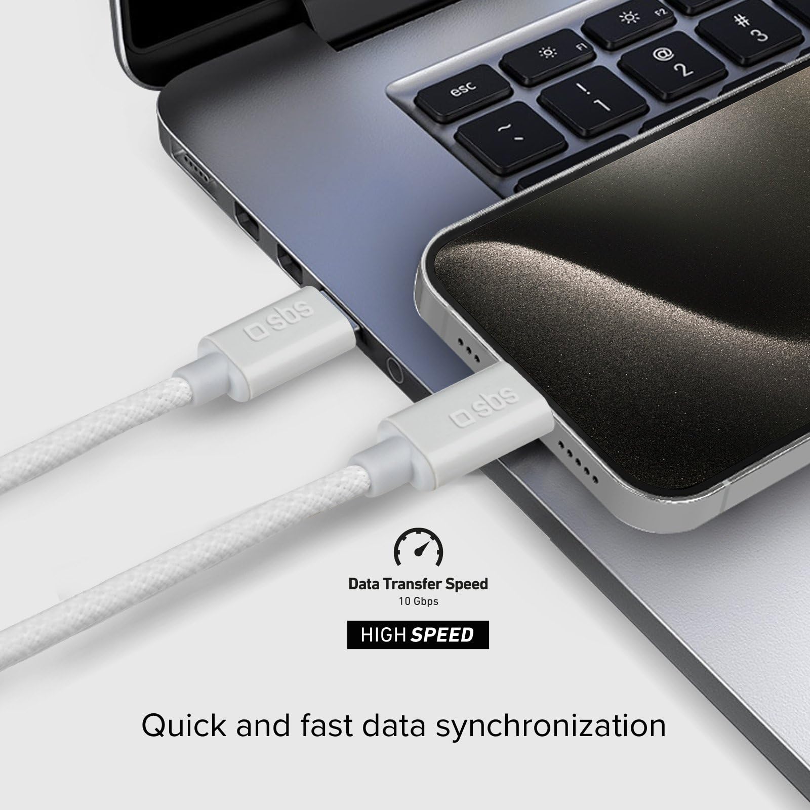 Câble USB C Vers A 1,5m 10 Gbps - Nylon Tressé Gris - SUNGUY
