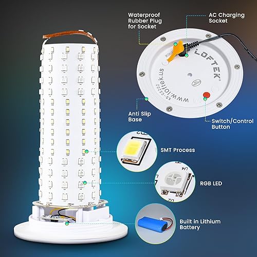 Miniatura 5 de LOFTEK Luces LED de cubo de 12 pulgadas luz cambiante de colores RGB recargable con control remoto, mesa de taburete LED impermeable IP65,