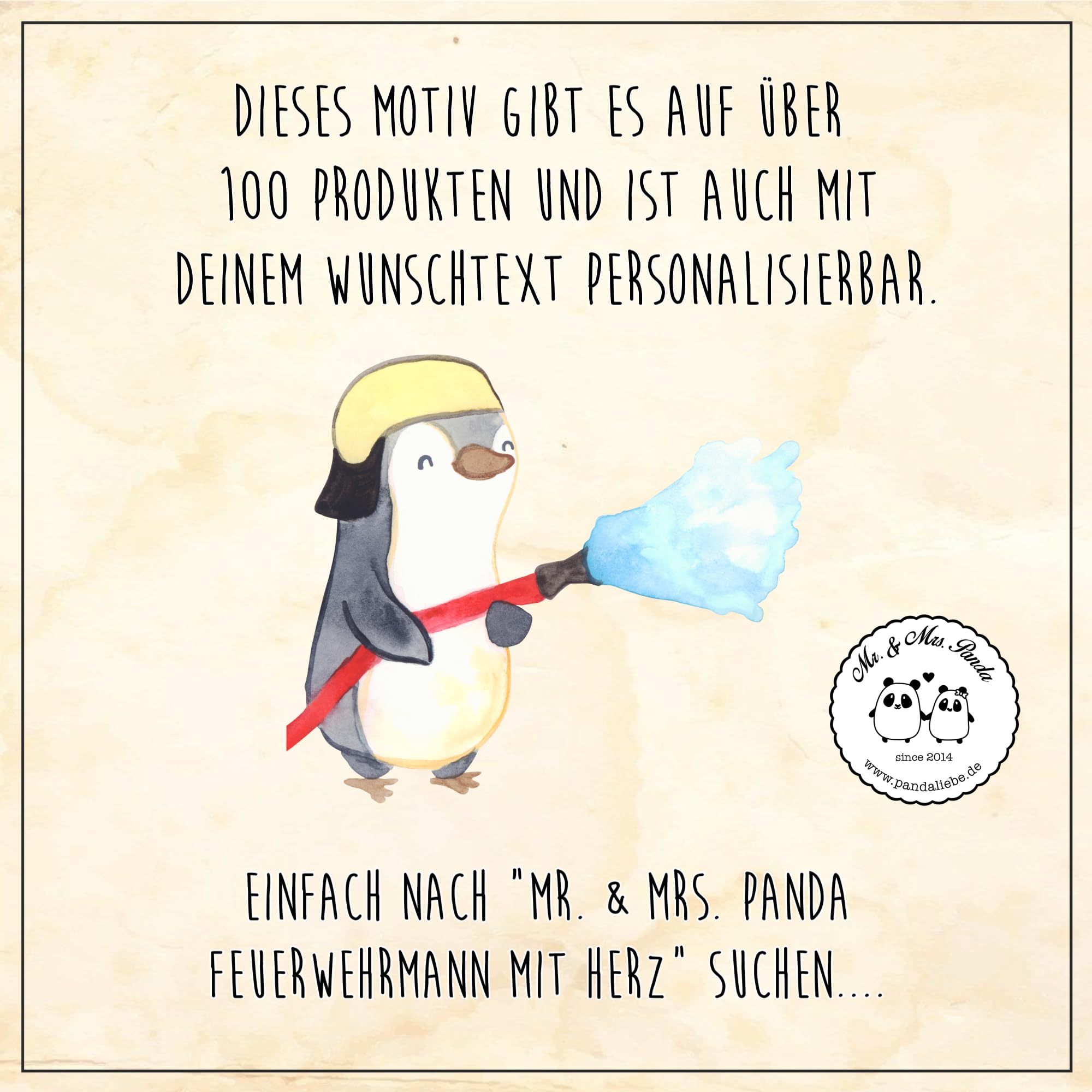 Mr. & Mrs. Panda Fussmatte personalisiert Feuerwehrmann Herz 40 x 60 cm - Personalisierte Geschenke, Geschenk, Fußmatte mit Name, Ausbildung, personalisierbar, Freiwillige Feuerwehr, Namen