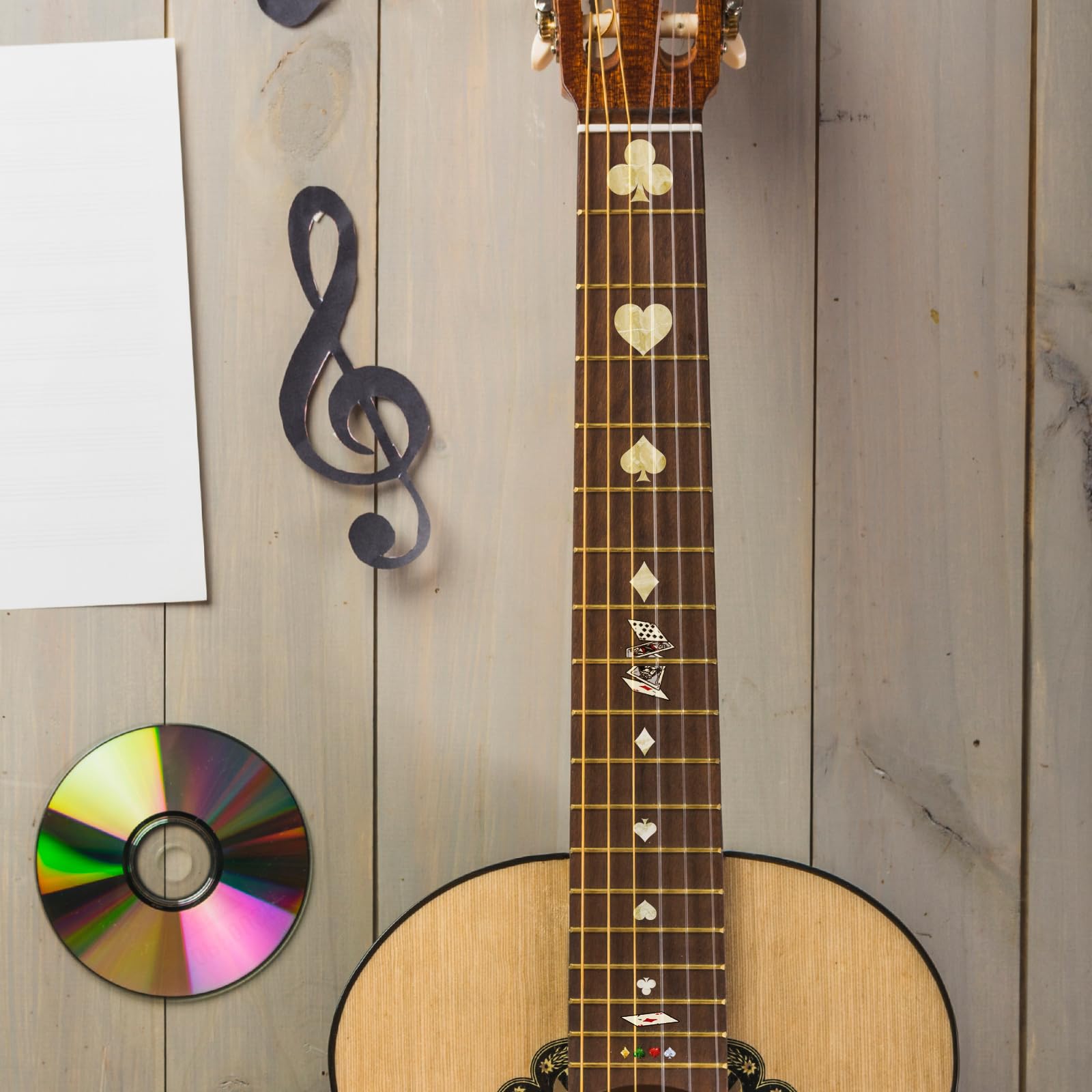 PLIGREAT 2 Pz Chitarra Decor Adesivi Chitarra Collo Adesivo FAI DA TE Chitarra Decor Rimovibile Poker Tute Decalcomanie per Chitarra Acustica Decor Chitarra Musicale Basso Negozio Forniture