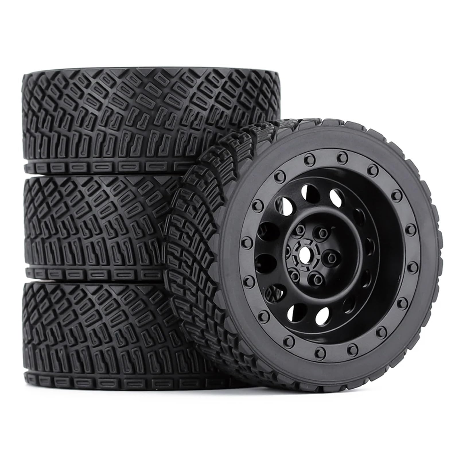 RC Roue Pneus pour Rolly pour HPI WR8 pour HSP 94177 pour WLtoys 1/10 144001 1/14 4 Pièces 12mm Hex 67mm Pneus en Caoutchouc Jante Voiture RC Modifié Remplacer