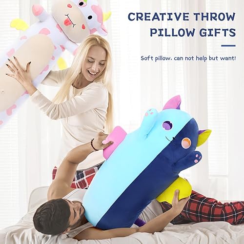 Miniatura 7 de MorisMos Almohada corporal grande de felpa para niños, almohada de felpa de gato de 42 pulgadas de largo para adultos, animal de peluche para niños