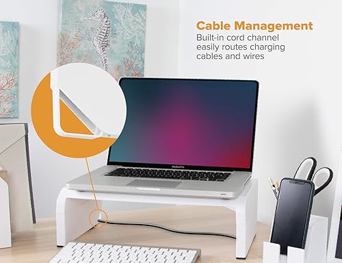 Miniatura 6 de Bostitch Office Konnect - Elevador ajustable para monitor, 4 ajustes de altura, gestión de cables integrada, patas de goma, color blanco