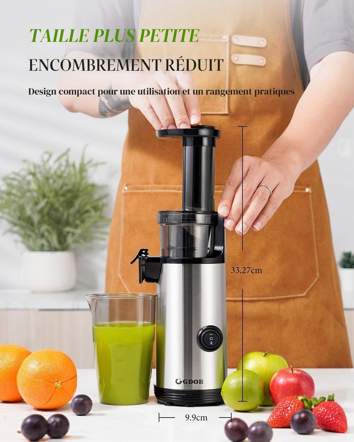Extracteur de Jus Compact 600ml Faible Bruit Puissant Sans BPA Brosse Incluse