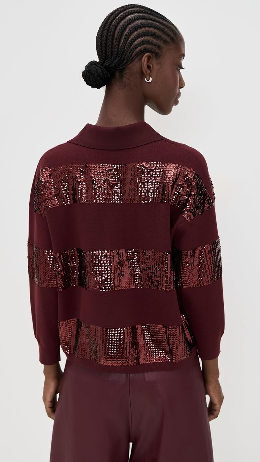 Essentiel Antwerp Women's Illuminati Striped Sequin Polo - Image 4