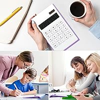 Vista 7 de Calculadora morada, suministros y accesorios de oficina UPIHO Purple, calculadora básica de batería solar de 10 dígitos, calculadoras de escritorio
