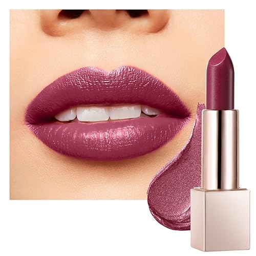 BEAUTY SEARCHER - Lápiz labial, acabado metálico, bálsamo labial brillante hidratante, terciopelo nude, rojo, hidratación de larga duración,