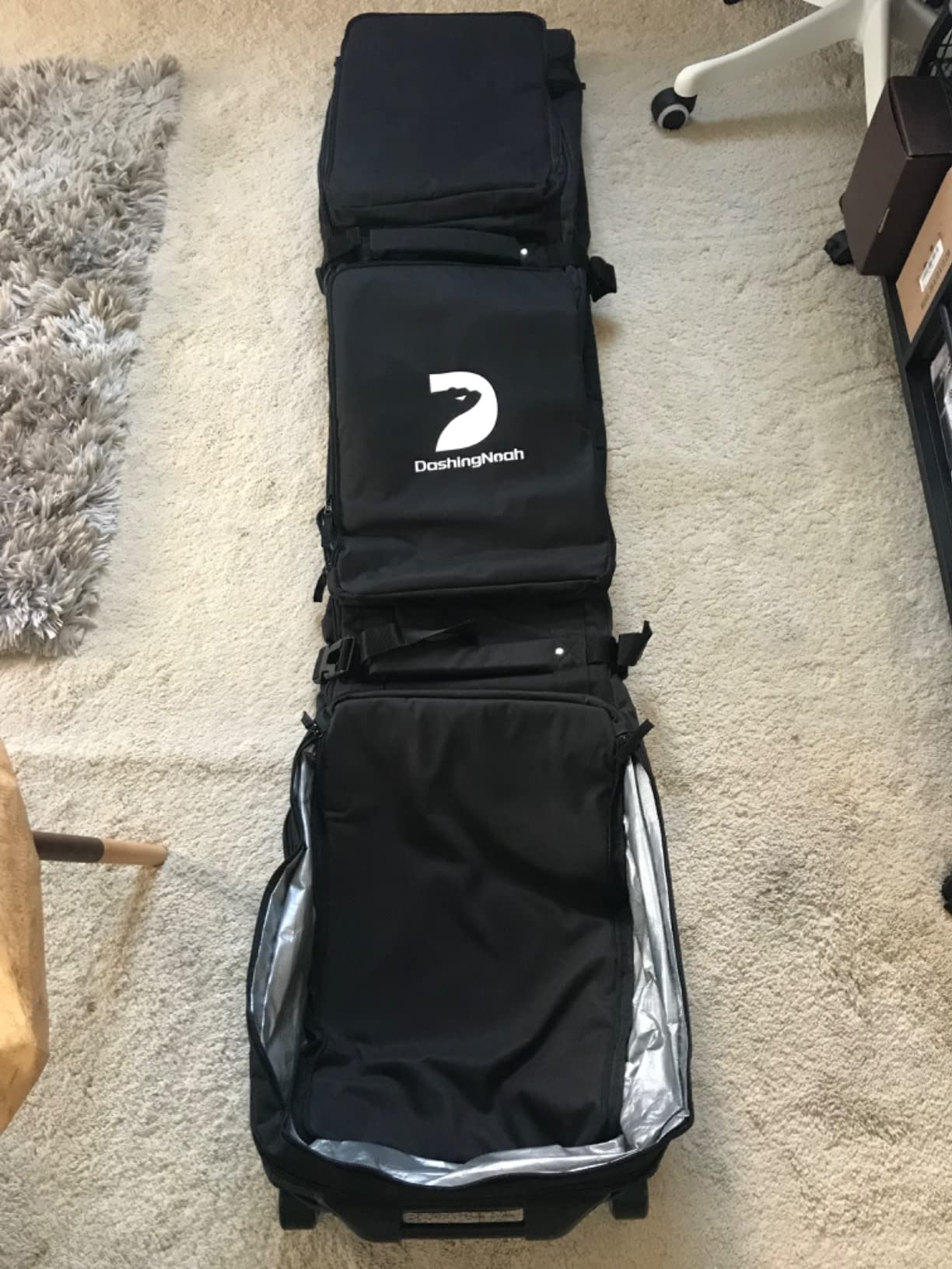 25/mo Finance DASHINGNOAH Rolling Double Ski Bag,Snowboard Bag with Wheel,Padded Waterproof