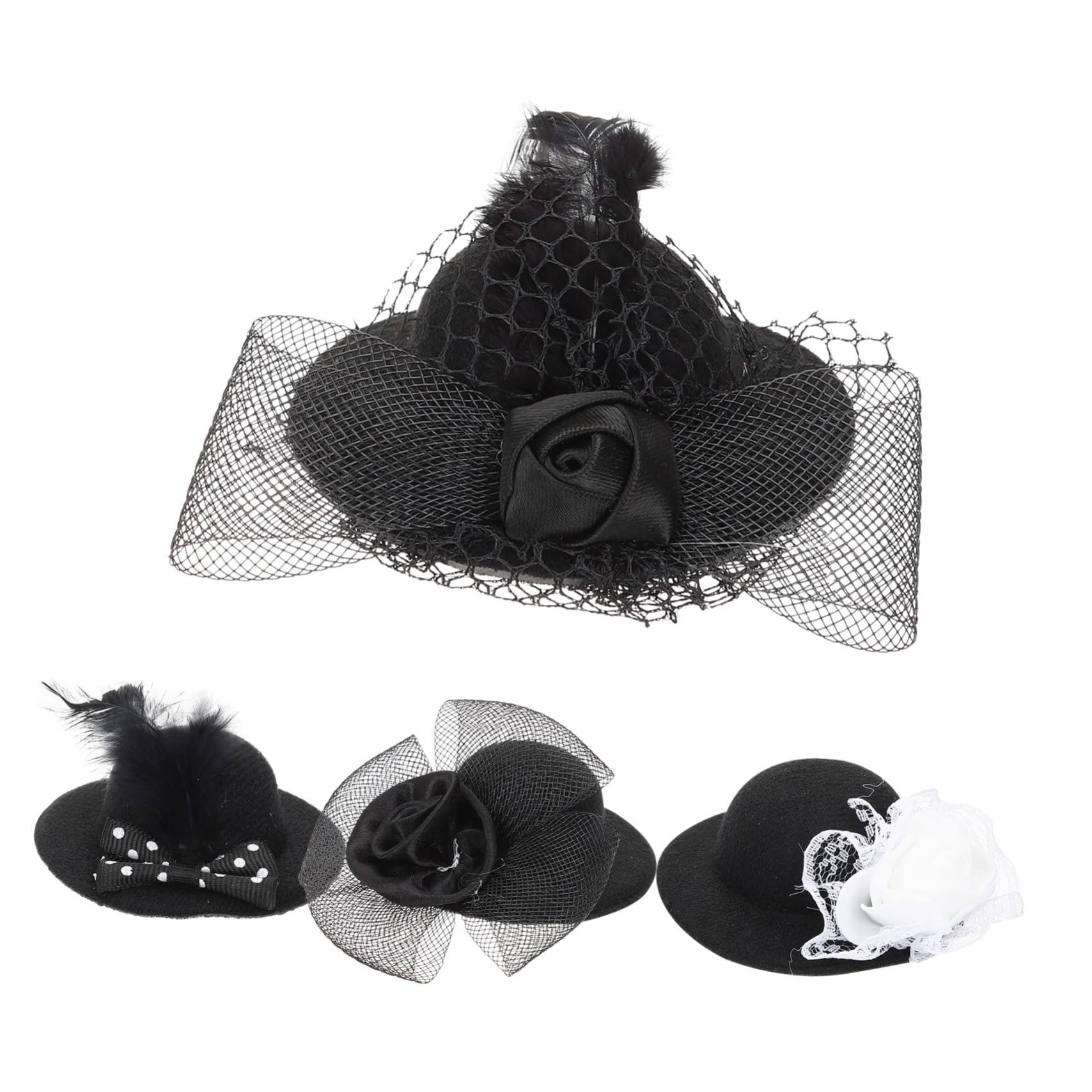 Gogogmee Miniature Hat Doll 4pcs Mini Top Hat Dress up Accessories DIY Tea Party