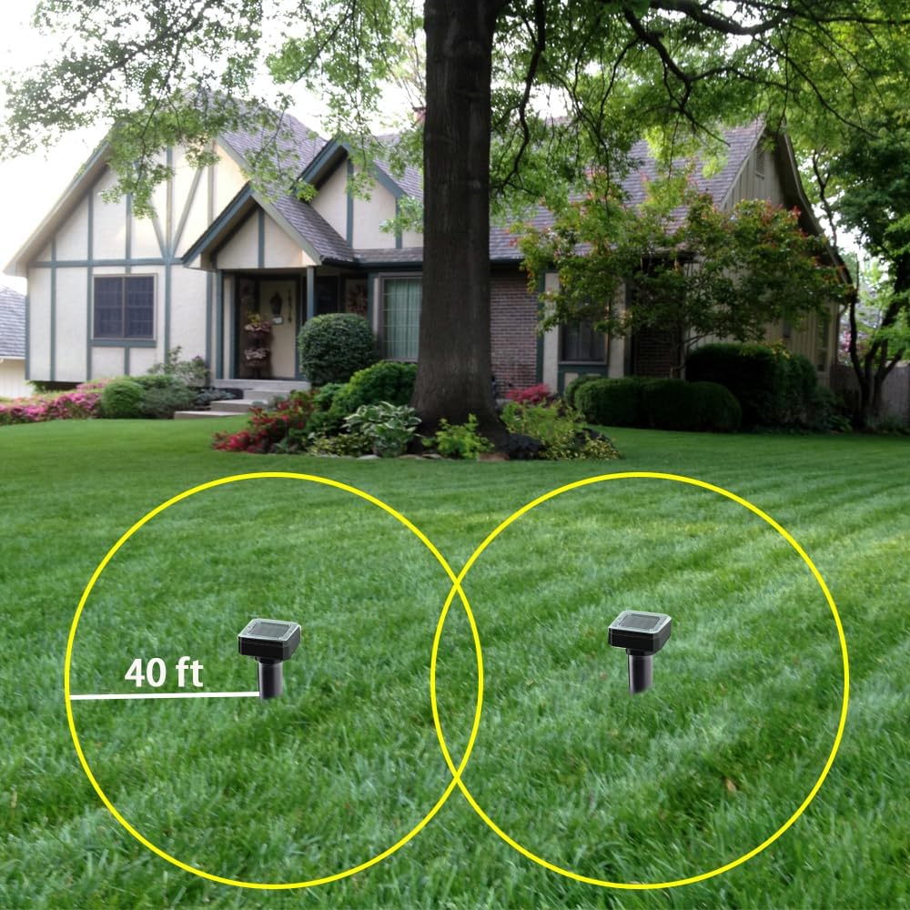Solar-Powered Mole Repellent 10P Outdoor, Gopher Repellent for Lawn Garden Yard, Mole and Vole Repeller Waterproof, Effectively Repels Gophers Snake Black