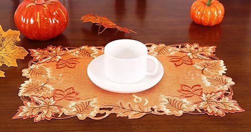 Miniatura 5 de GRANDDECO Camino de mesa de otoño, Acción de Gracias, hojas de arce naranja, cosecha, otoño, vacaciones, fiesta, cena, decoración de temporada