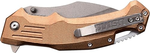 Miniatura 2 de USMC - Cuchillo plegable abierto asistido por resorte - Hoja de acero inoxidable con acabado lavado a la piedra, cerradura de revestimiento, mango