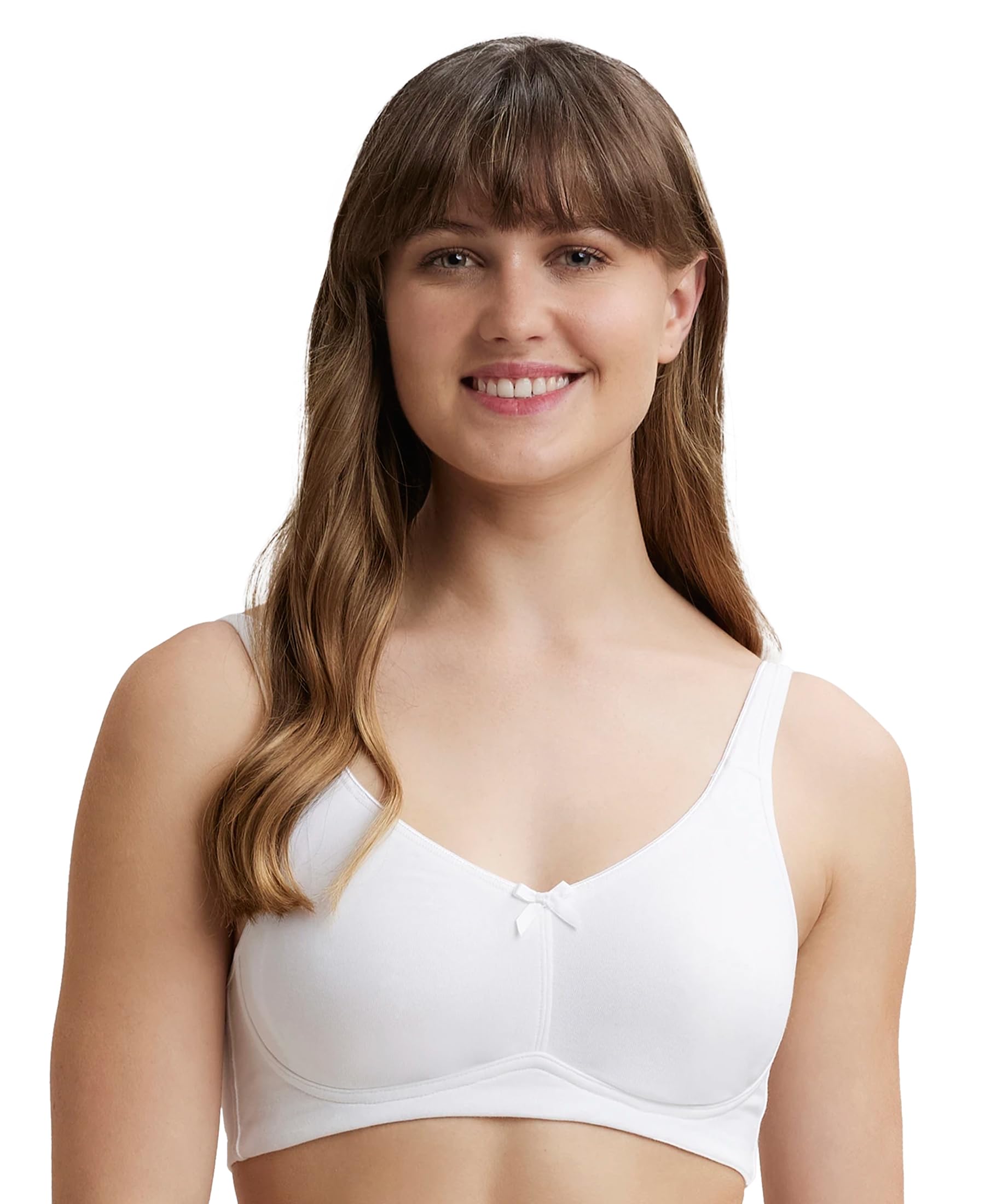 Jockey FE41 Women's Everyday Bra | Wirefree | Non Padded | Full Coverage | Concealed Shaper Panel | Super Combed Cotton Elastane Fabric