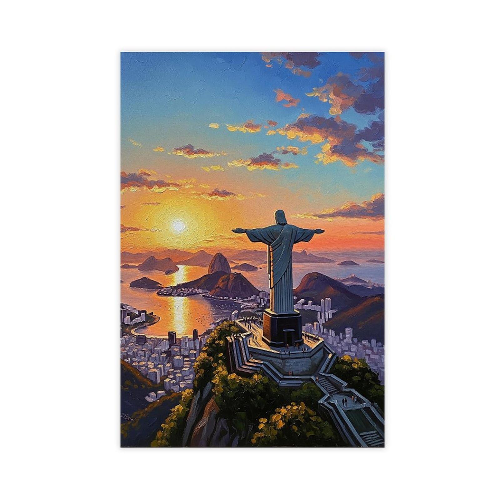 MRYCQ Rio De Janeiro Sunset Poster Canvas Poster for Living Room Decor Gift