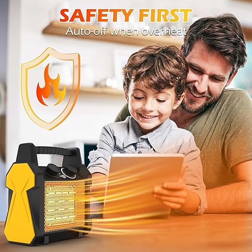 Miniatura 2 de Calentador de exterior para patio, calentador eléctrico de invernadero de 1500 W, calefacción eléctrica portátil con protección contra