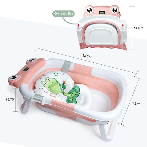 Miniatura 6 de Rylor Baby Bathtub for Newborns & Infants 0-12 Months - Foldable, Compact, Non-Slip Bath Tub with Adjustable Cushion - Safe & Comfortable Bath Seat