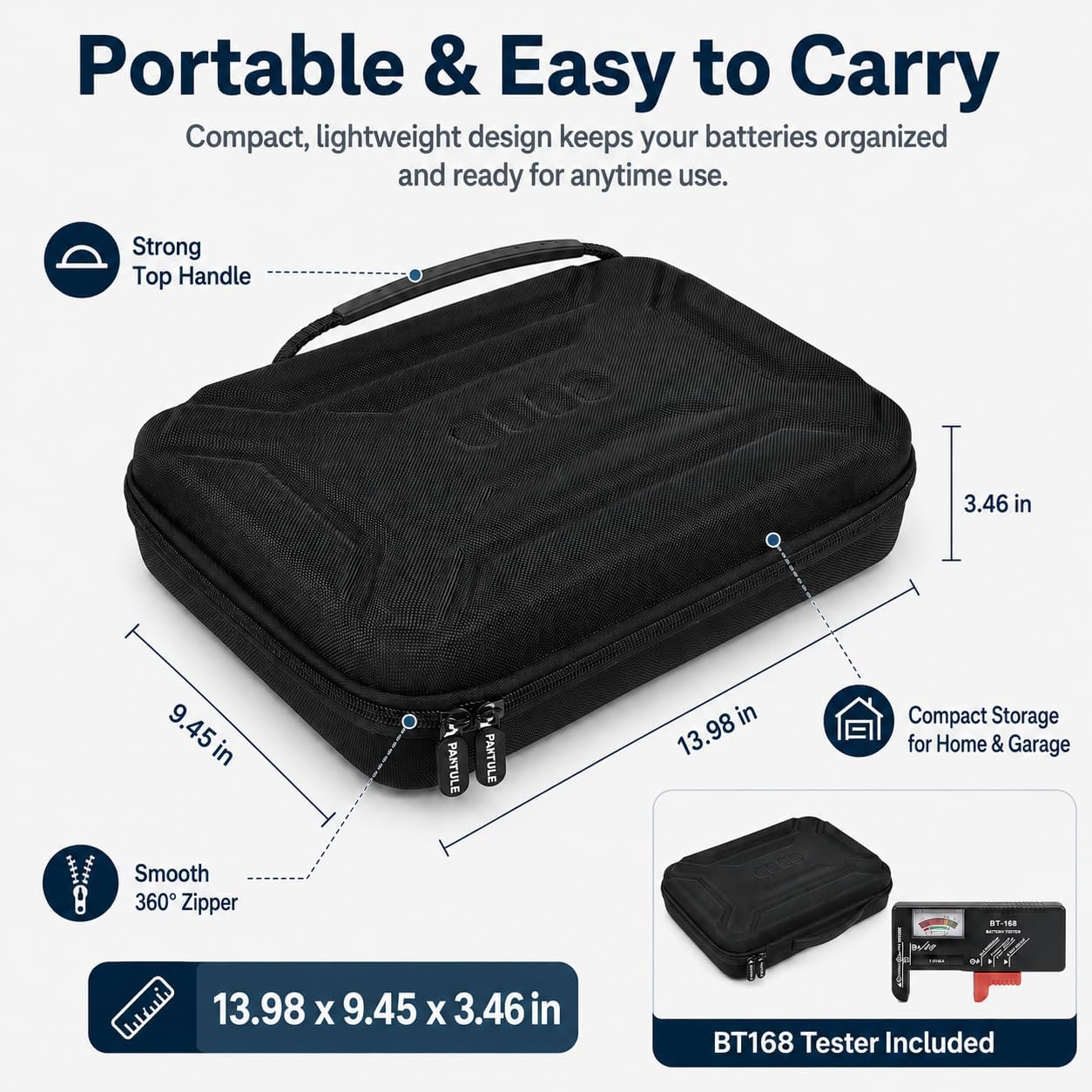PAIYULE Batterie-Organizer Aufbewahrungskasten mit Tester, 220+ Batterien-Haltertasche für AA AAA AAAA 9V C D – Aufbewahrungsbox für Haushalt & Garage (für über 220 Batterien)