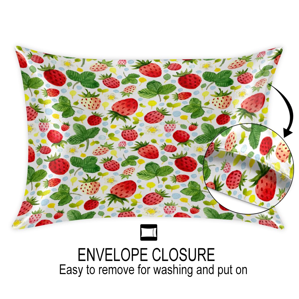 Confezione da 2 federe in raso fragola per capelli e pelle, con chiusura a busta, super morbide, antirughe, antimacchia, setose, 50,8 x 101,6 cm
