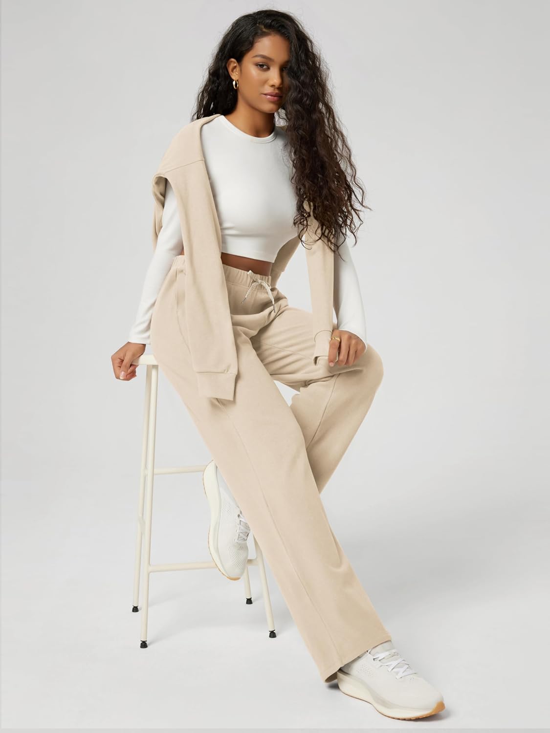 ODODOS Women's Brushed Fleece Straight Leg Pants – Cozy Warm High Waisted Relaxed Lounge Sweatpants with Pockets, 29" Inseam - Image 4