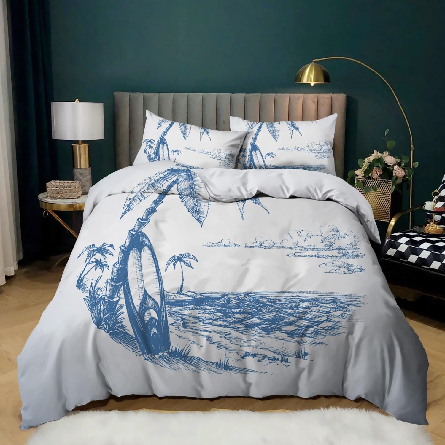 Housse de Couette 240x260 Idée Cadeau Parure de Lit Imprimé Seascape