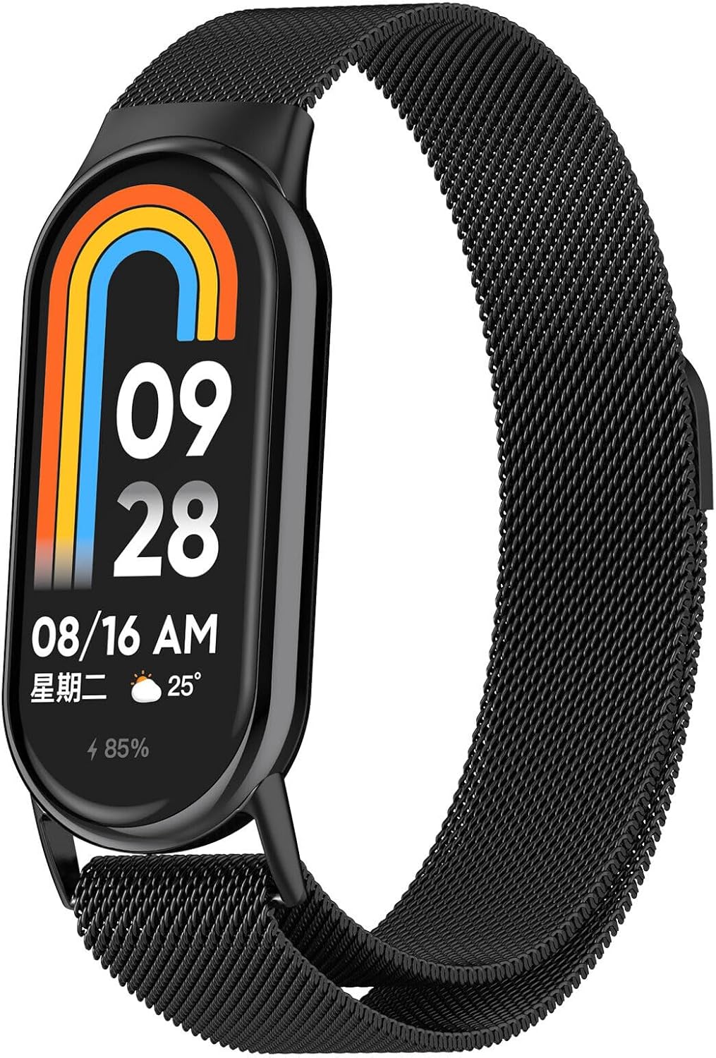 Metal Band Compatible with Xiaomi Mi Band 8 Replacement Bands Wonme Men, Stainless Steel Mesh Loop Adjustable Wristband Replacement Strap for Xiaomi Mi Band 8