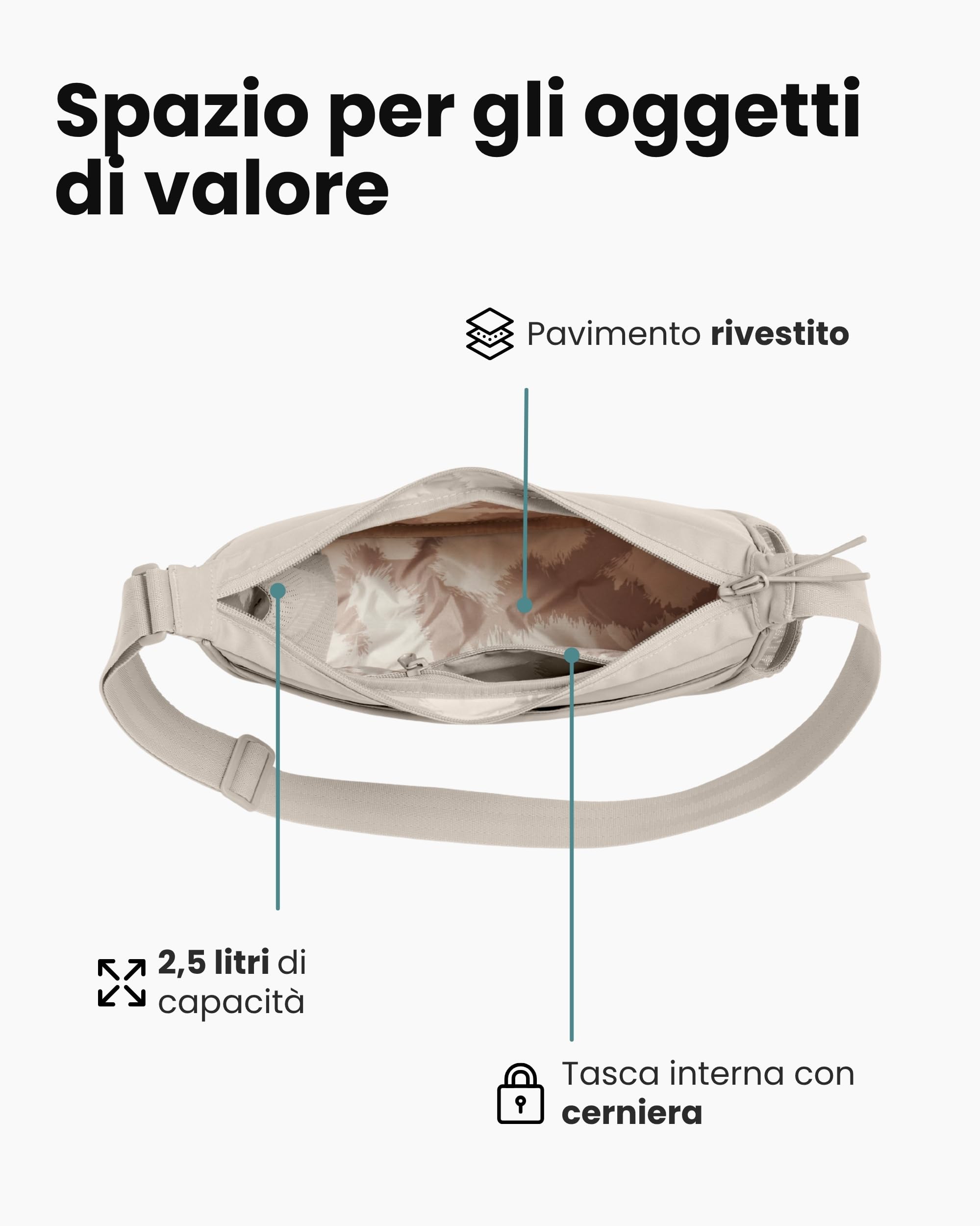 LARKSON Half Moon Bag Borsa per Cani Beige - Fiete - Sacchetti per Addestramento Cani - Tasca Porta Snack con Dispenser di Sacchetti per i Bisogni - Borsa Riflettente per Passeggiate - Idrorepellente