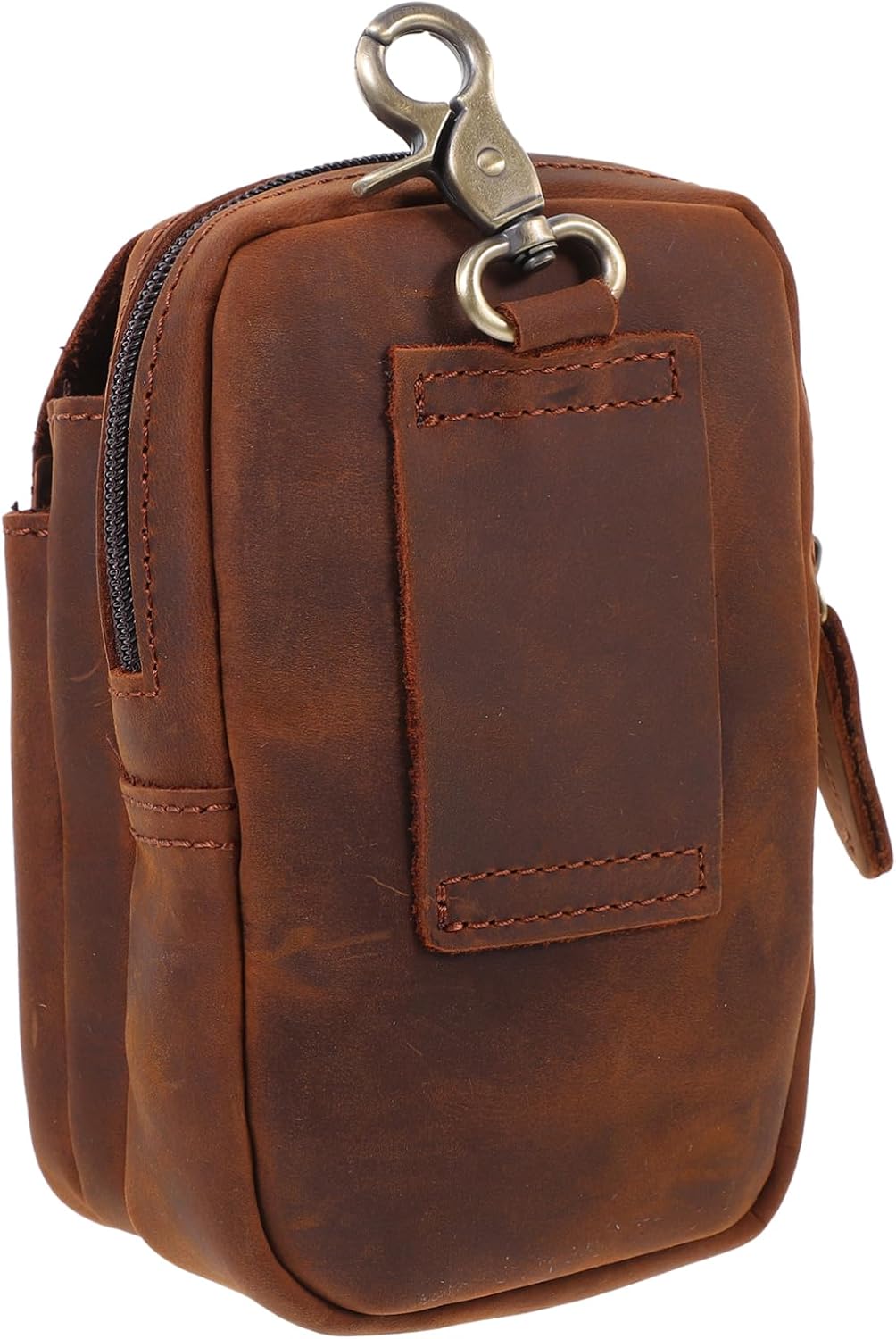 YARNOW Multifunctional Outdoor Leather Waist Bag for Men Mini Cellphone Pouch Adjustable Strap Vintage Style Waist Pack for Work and Casual Use