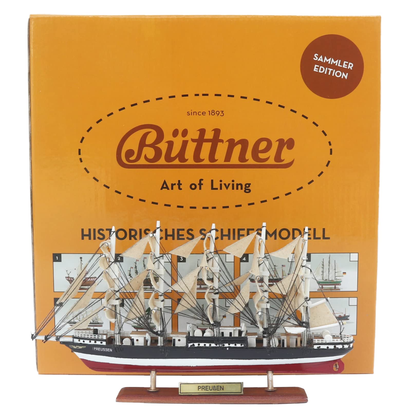 Büttner Sammler Edition Modellschiff Schiffsmodell Modellbau Holzmodell Standmodell klein zur Dekoration kein Bausatz Flying P-Liner PREUSSEN 20cm