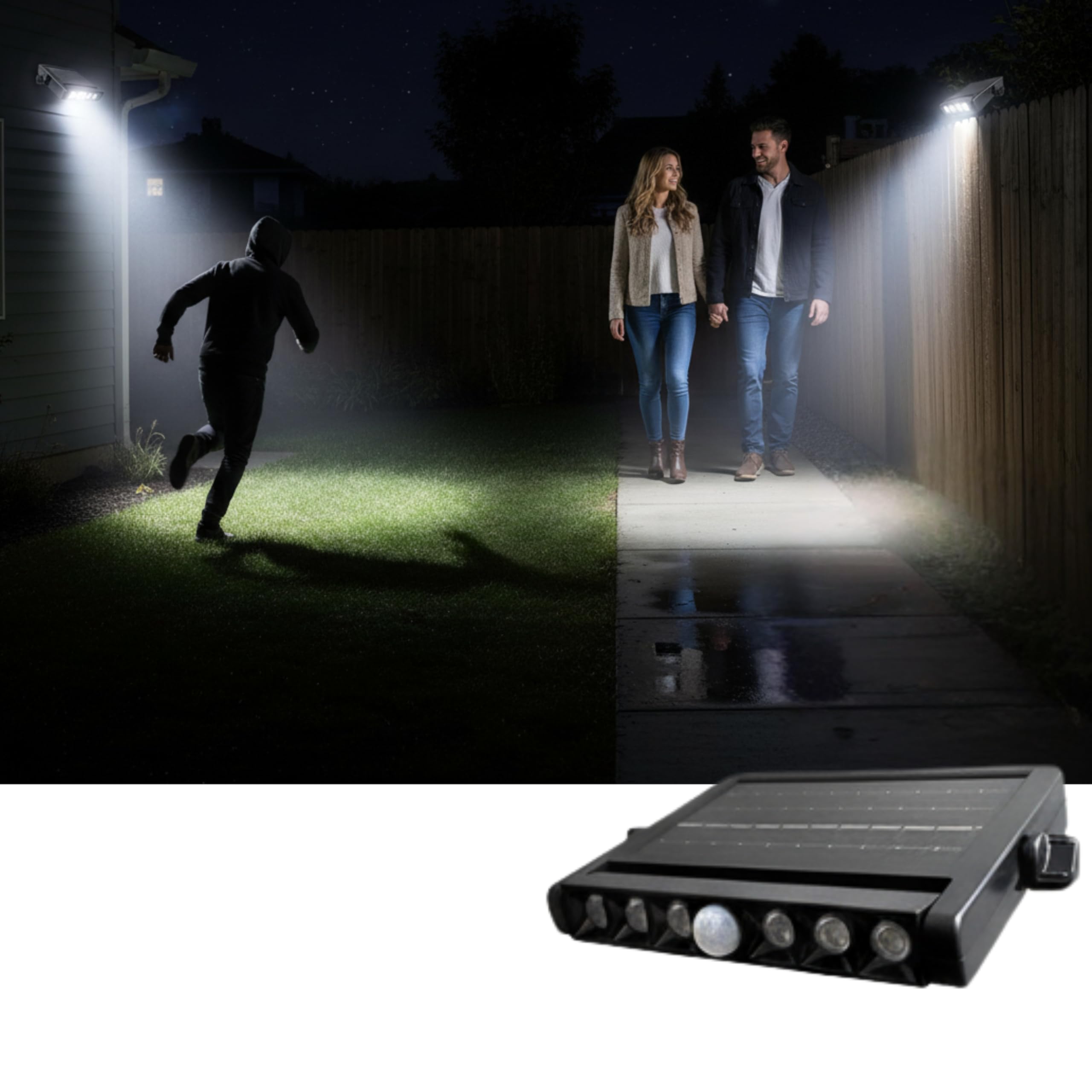 homehop solar light outdoor home waterproof pir motion sensor automatic led wireless wall lamp security lighting for garden, balcony, patio and pathways