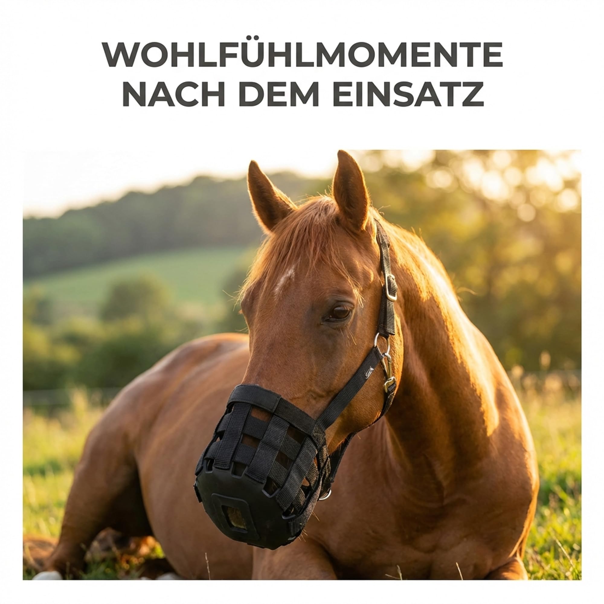 ARBO-INOX Fressbremse Weidemaske – kontrollierte Grasaufnahme – Gummi und Polypropylen, Schwarz