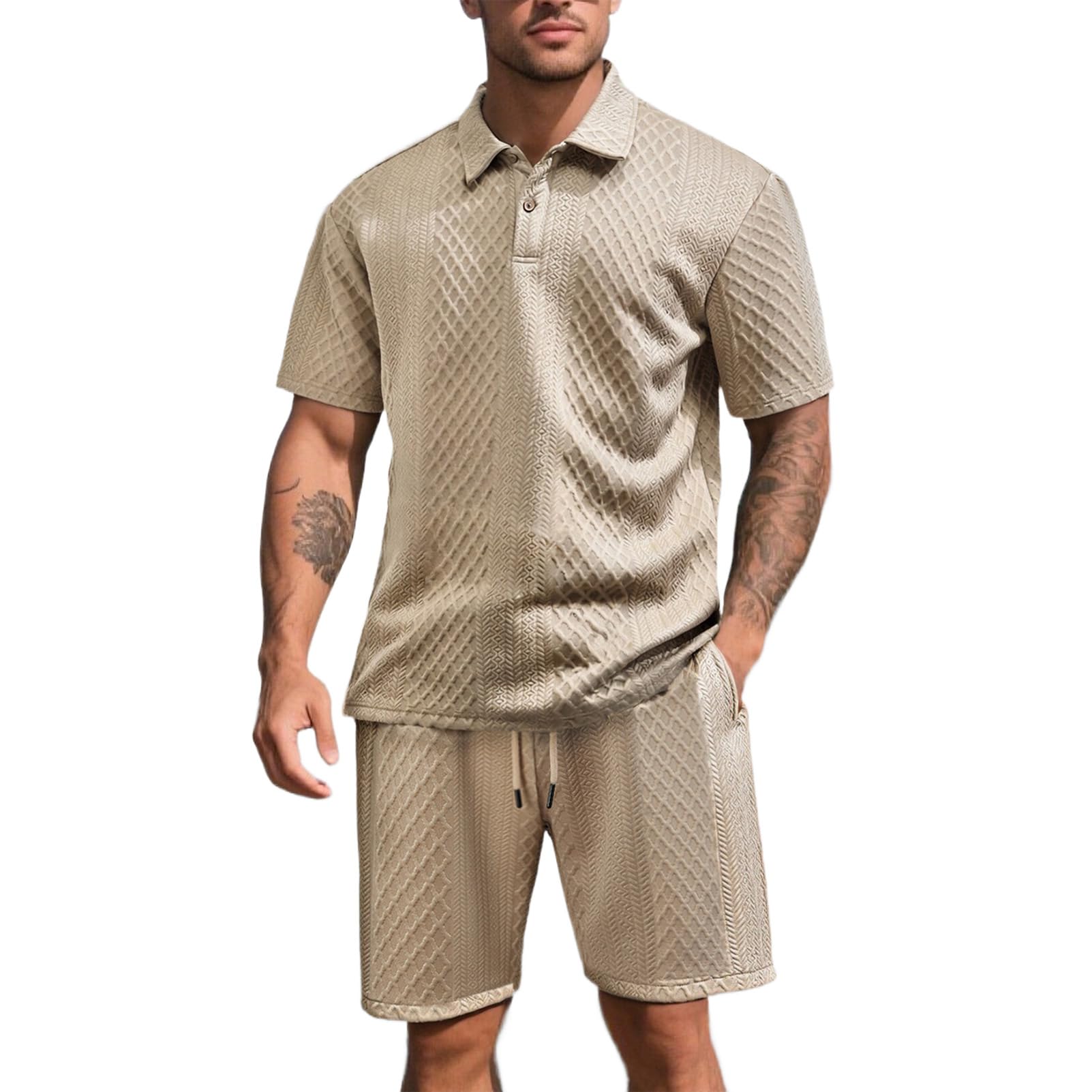 amropi Hombre Deportiva Conjunto de Chandal Jacquard Sudaderas con Capucha y Jogging Pantalones 2 Piezas