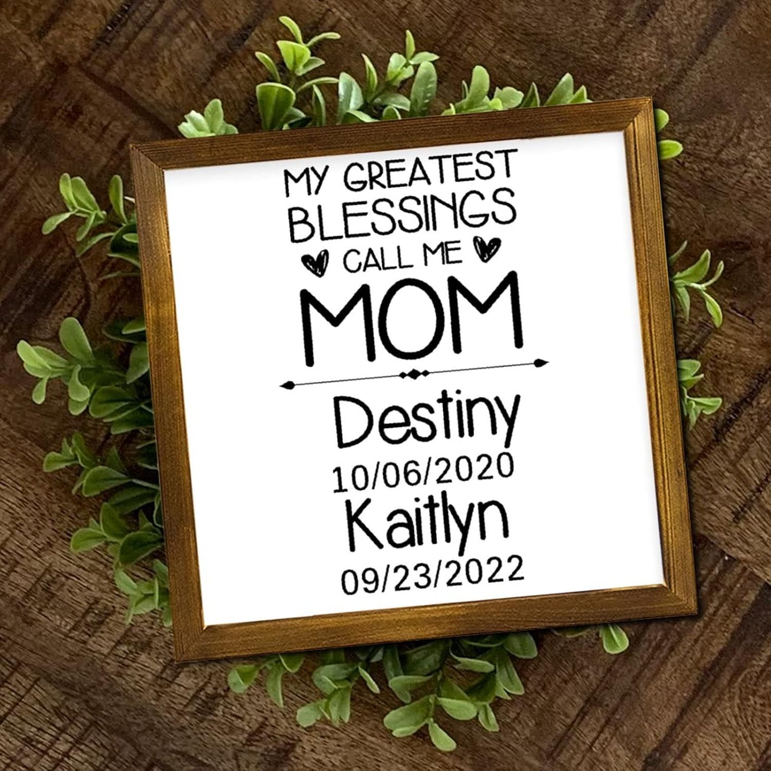 My Greatest Blessing Call Me Mom Wooden Framed Signs Christian Quote Wood Plaque Sign Classic Wall Art Hanging Farmhouse Decoration Plaque for Home Bedroom Living Room Bathroom 12x12 Inch