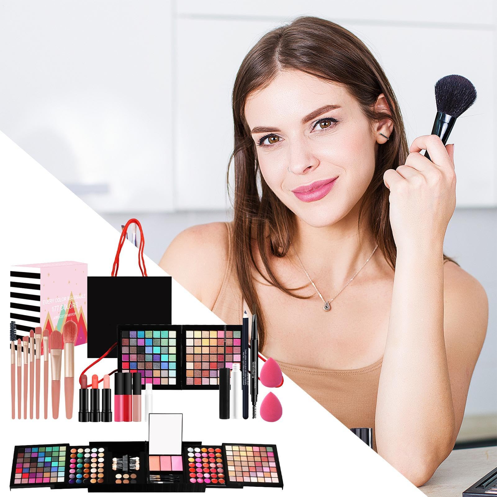 Juego completo de maquillaje para mujer, set completo de maquillaje para | mujeres, 1 juego de maquillaje, set completo de maquillaje para niñas y niñas, juego de paletas de maquillaje para
