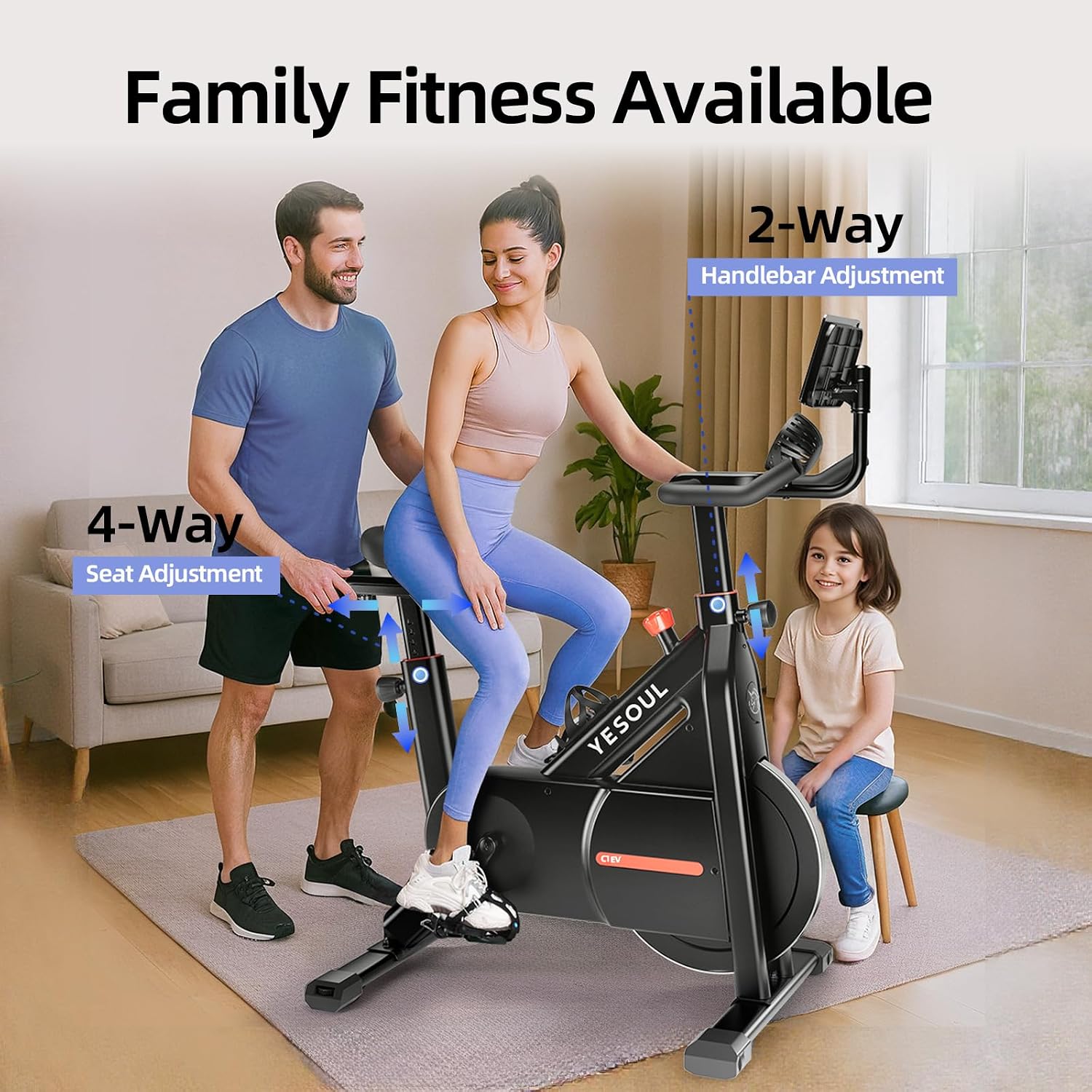 YESOUL Self-Powered Exercise Bike with Dynamic LED Light Effects, Pro Livestreaming Classes, Smart Exclusive App, 300 LBS Magnetic Resistance Indoor Stationary Cycling Workout Bike for Home