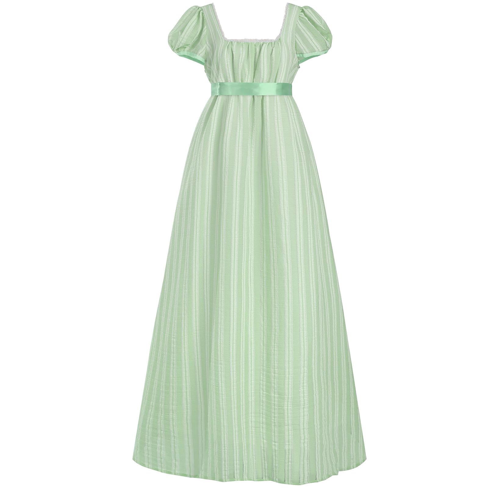 FCCAM Regency Dresses for Women Empire Ball Gown Regency Era Green L