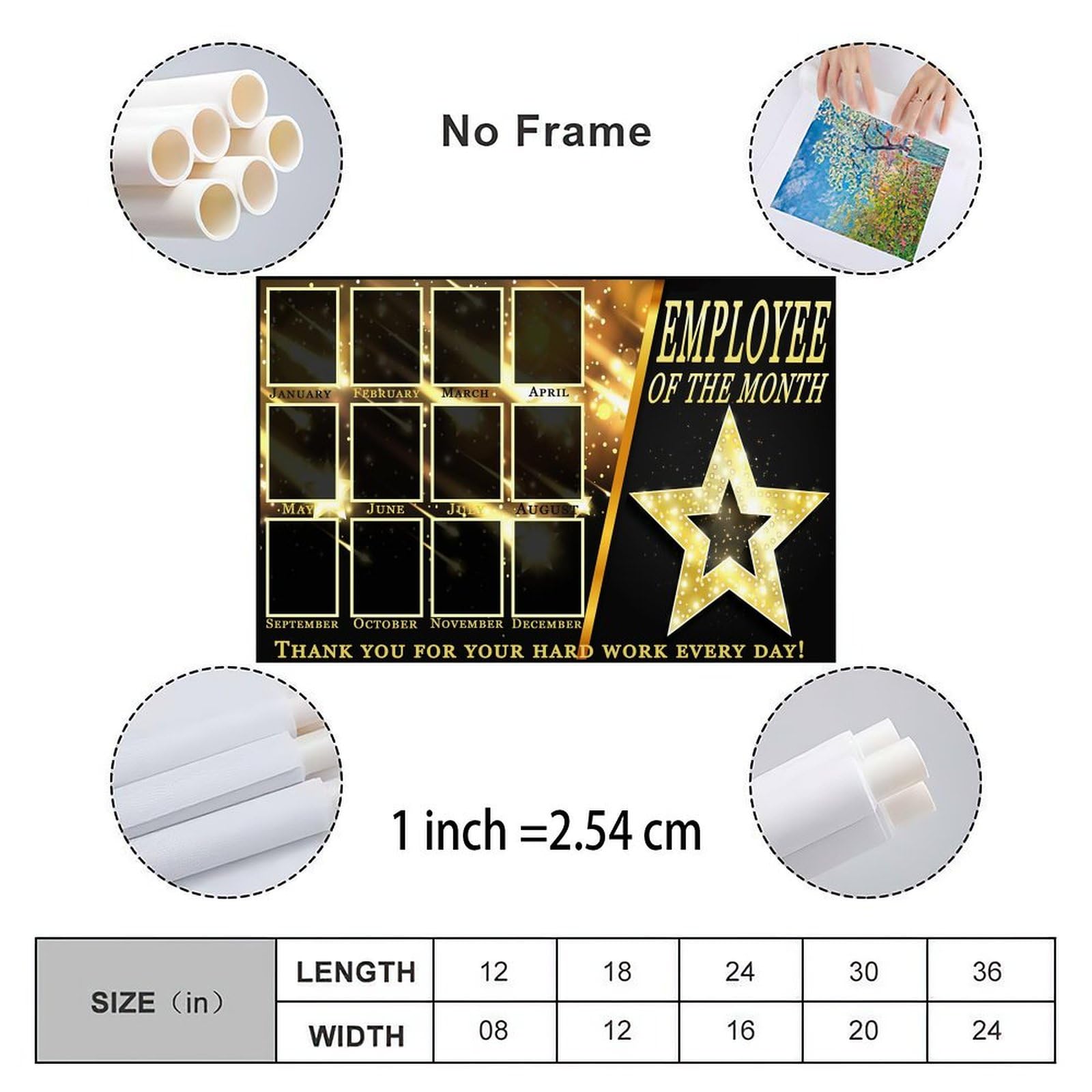OOTUTY Stars Employee Of The Month Display Poster Office Wall Art (2) Canvas Painting Wall Art Poster For Bedroom Living Room Decor 36x24inch(90x60cm), Unframe-style