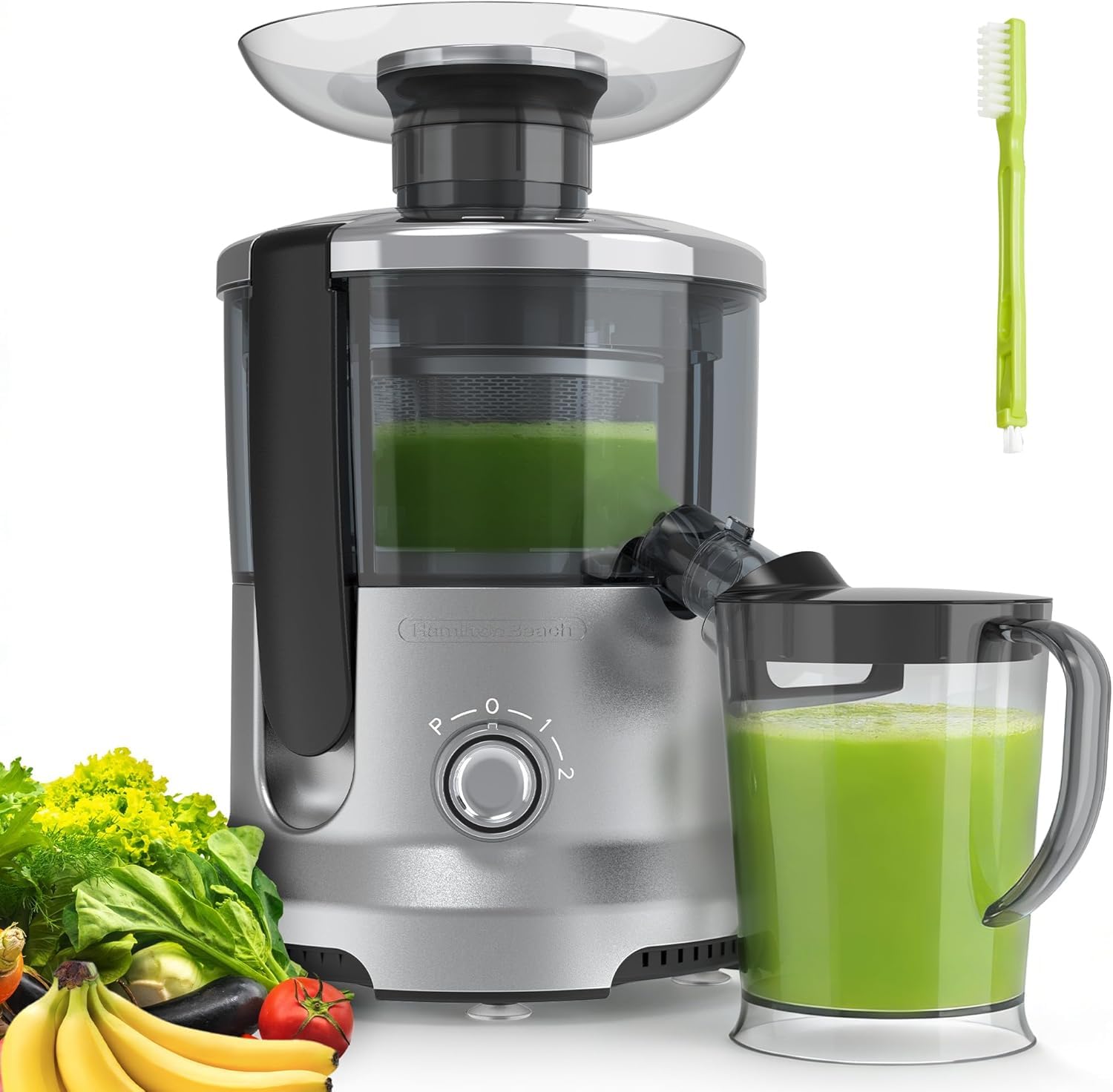 HealSmart Centrifugal Juicer Machines 500W Juice Extractor with 2 Feed Chute and Trays for Vegetables Fruits Electric Juicer