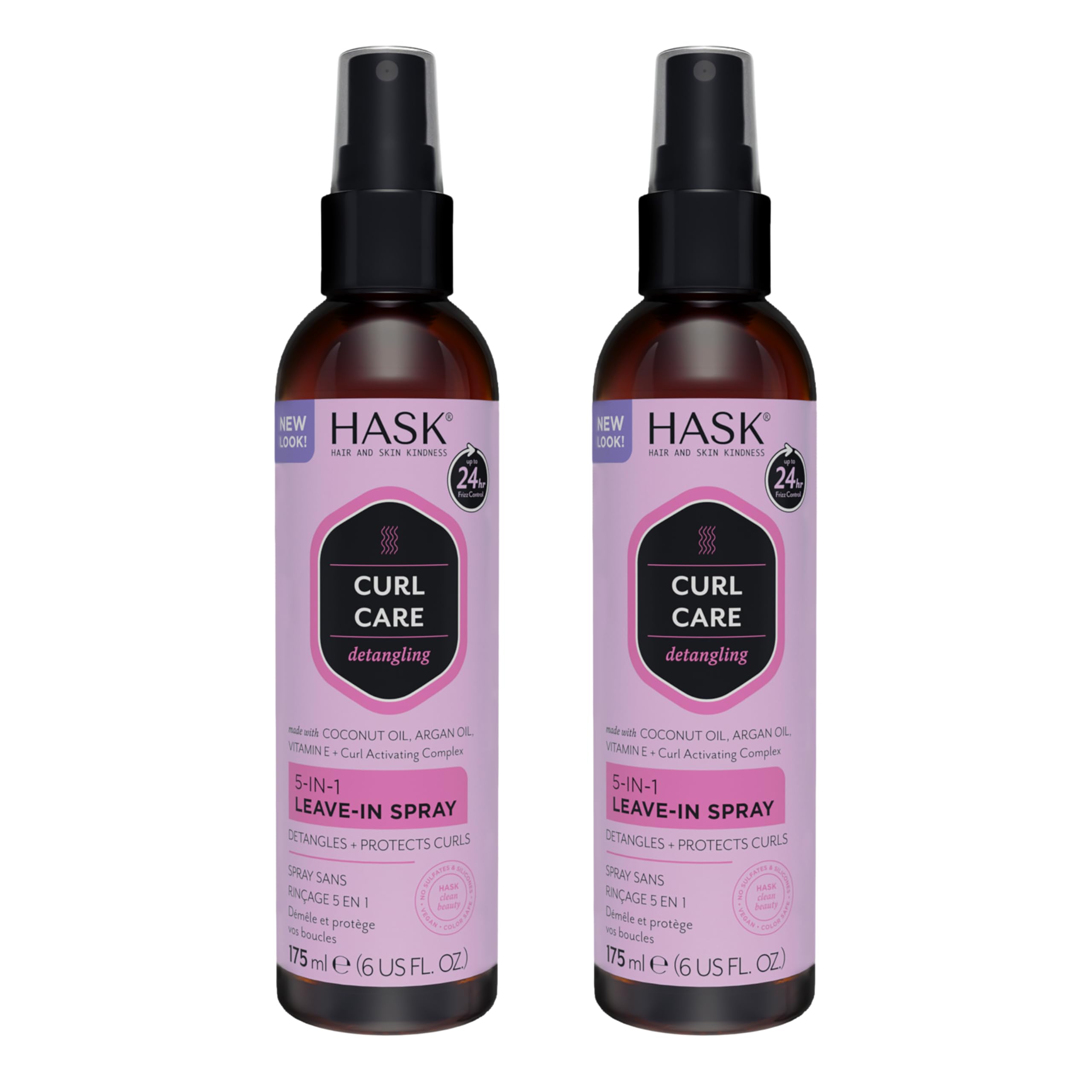 HASK CURL CARE 5-IN-1 Leave-In Spray Conditioner 2 Piece Bundle- vegan formula, cruelty free, color safe, gluten-free, sulfate-free, paraben-free