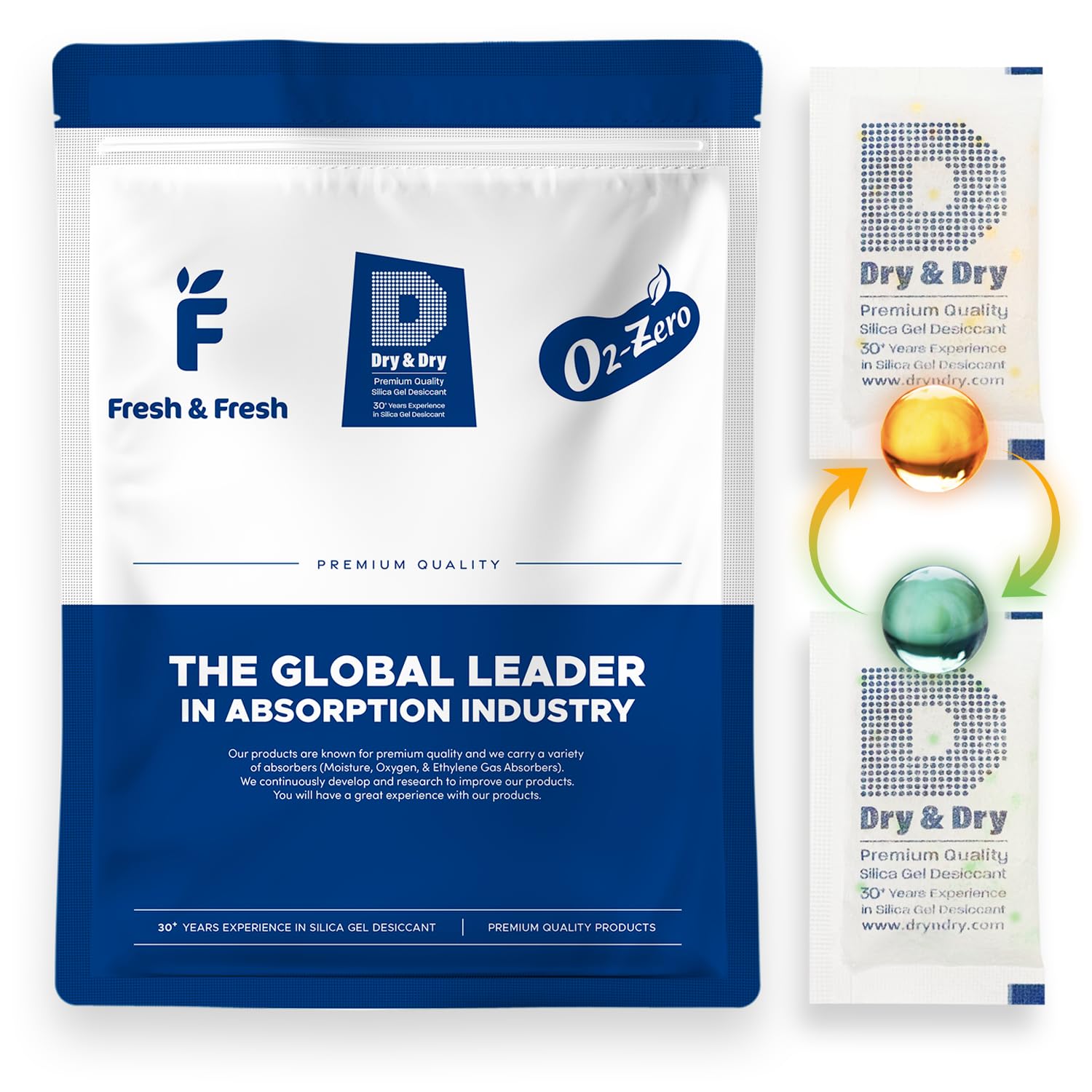 Dry & Dry 10 Gram [110 Packets] Premium Orange Indicating Silica Gel Packets Desiccants - Food Safe Silica Packets Silica Gel Silica Gel Packets