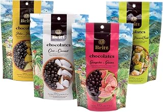 Cafe Britt® Chocolates Dark Chocolate-covered Tropical Fruit(4 Pack)(Guava, Coconut, Passion Fruit, Pineapple) (6 oz) Gourmet Dark Chocolate, Gluten Free,No Artificial Ingredients,No Trans Fat
