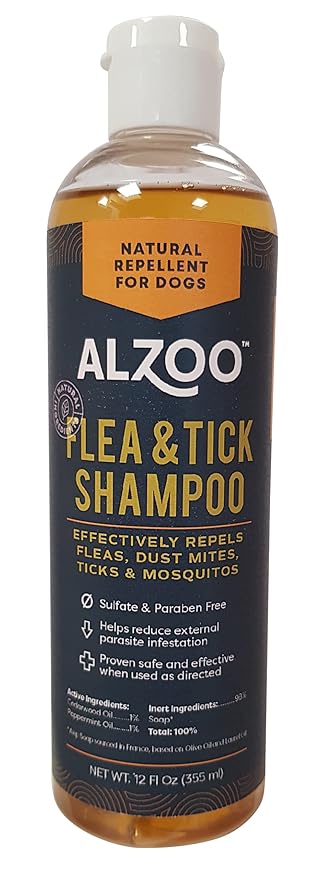 ALZOO Flea and Tick Repellent Shampoo for Dogs - Repels Fleas, Ticks, and Mosquitoes