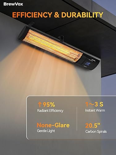 Miniatura 4 de Calentador eléctrico infrarrojo de carbono de 1500 W para patio al aire libre con termostato, horizontal y vertical, programación controlada por