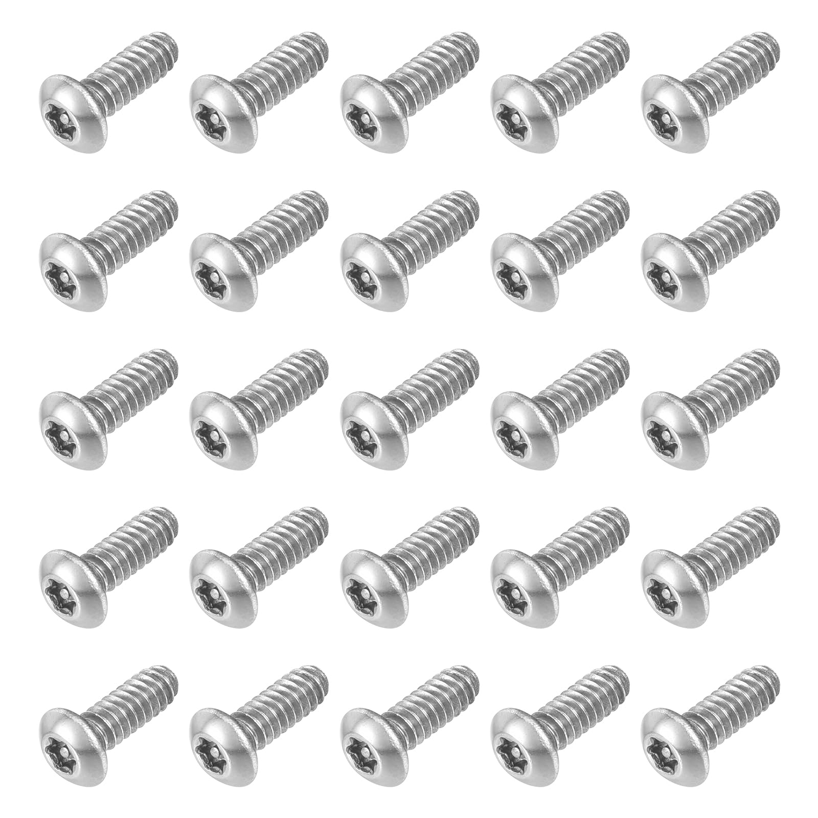 uxcell 25Pcs #6-32 x 3/8" Torx Security Machine Screws, 304 Stainless Steel Button Head Screws Bolt Tamper Resistant for Anti-Theft Tamper Proof, Silver