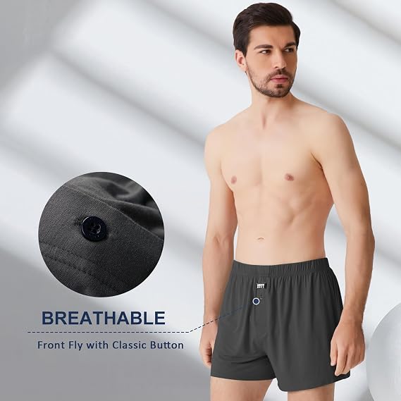 BAMBOO COOL Men's Boxers Underwear Boxer Shorts for Men Classic Loose Stretch Short