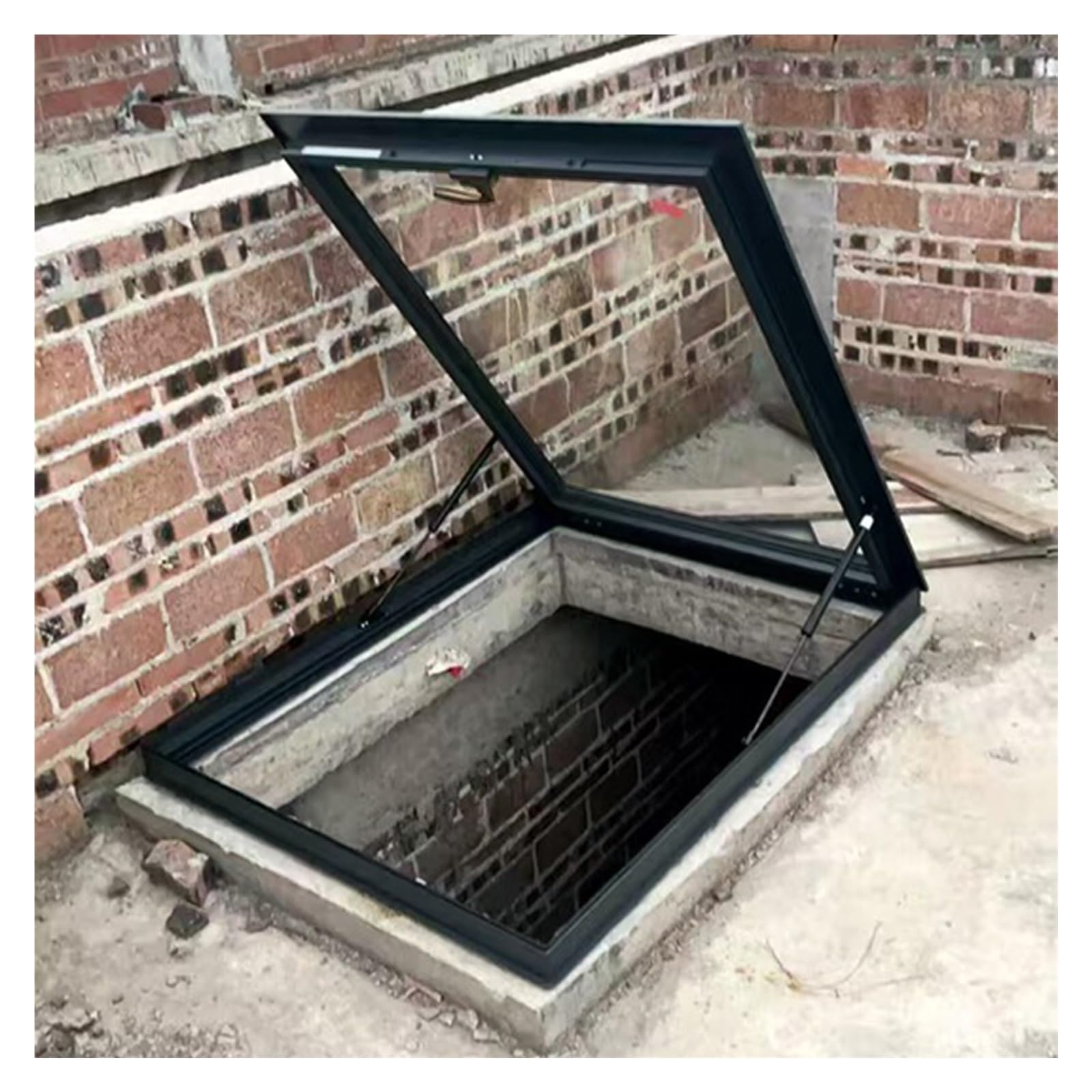 Errulan Black Heavy Duty Roof Hatch Door Skylight, Aluminum Alloy Roof Viewing Window Without Glass, Waterproof Attic Sun Room Skylight Cover For Hallway Loft Stairway Garage(,In-70X70cm Out-81X81cm)