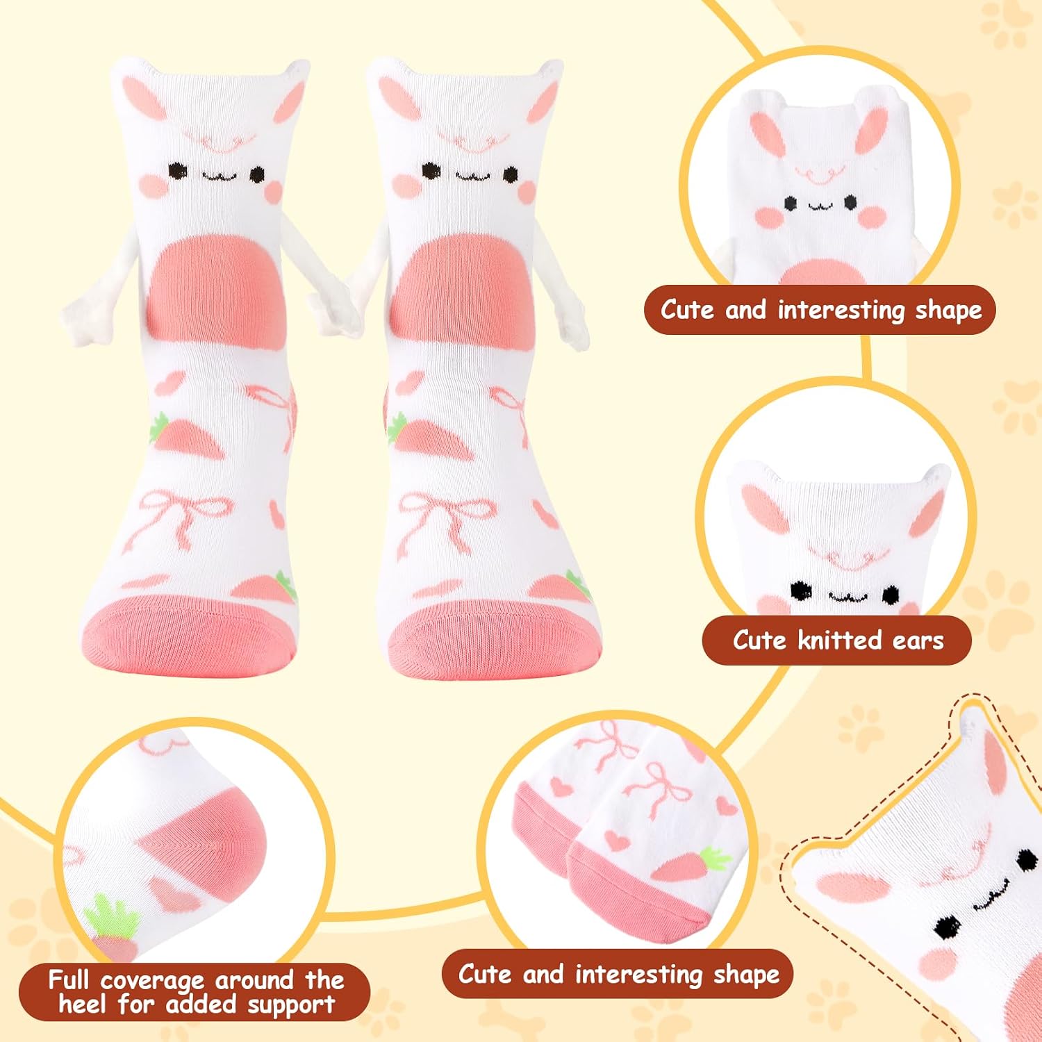 Cute Magnetic Holding Hands Socks Funny Couple Socks image 3