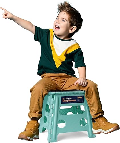 Miniatura 199 de Flottian Taburete plegable de 18 pulgadas para adultos y niños con capacidad para hasta 300 libras, taburetes plegables antideslizantes con asa,